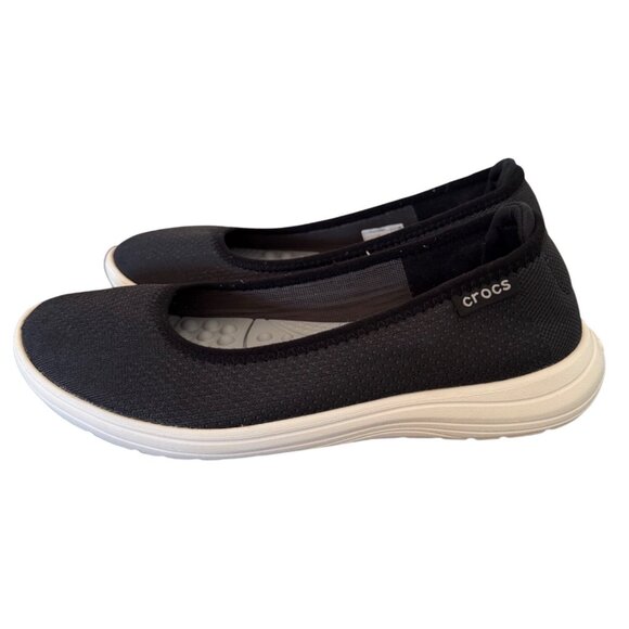 Crocs Womens Size 7 Black Slip-On Comfort Flats - Picture 2 of 8